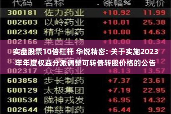 实盘股票10倍杠杆 华锐精密: 关于实施2023年年度权益分派调整可转债转股价格的公告